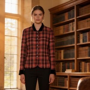 Ellen Tracy Red Plaid Women's Blazer